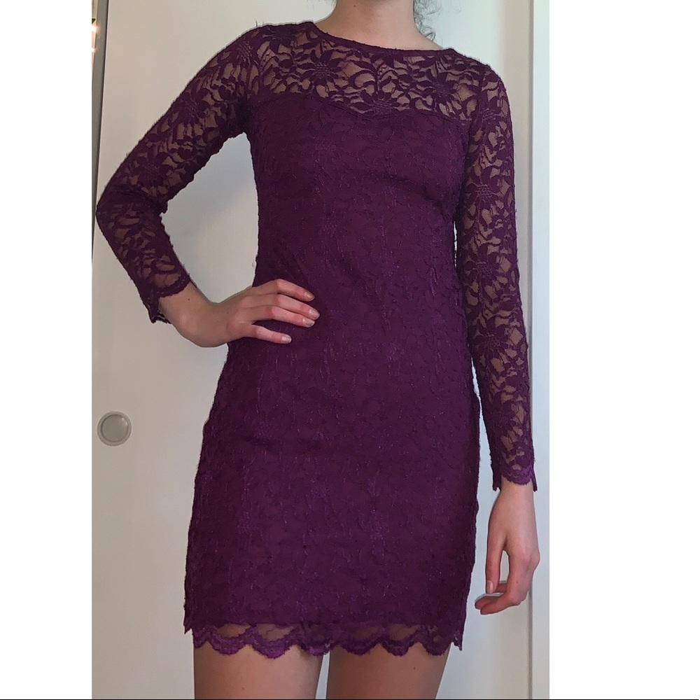 purple lace homecoming dress